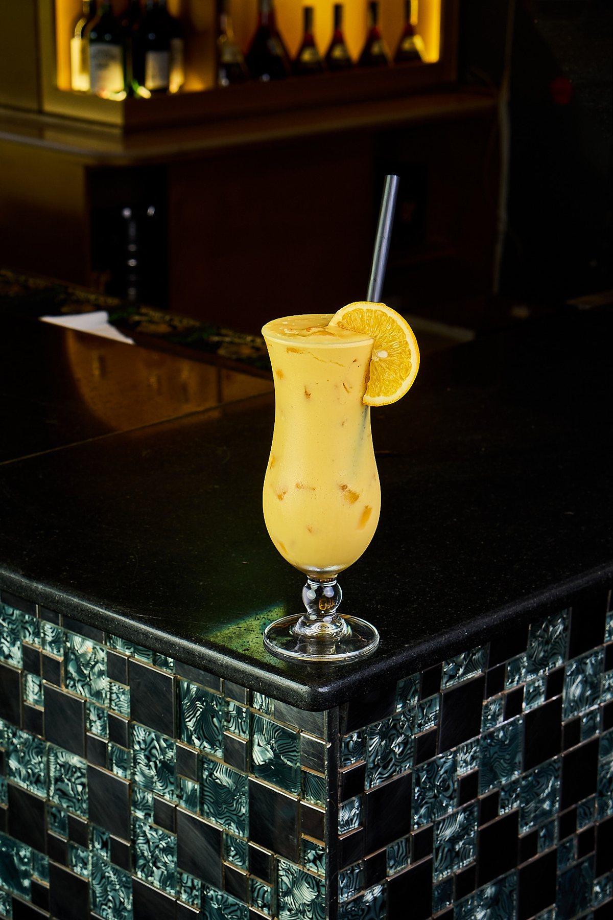 Chilled yellow cocktail at the Villa bar